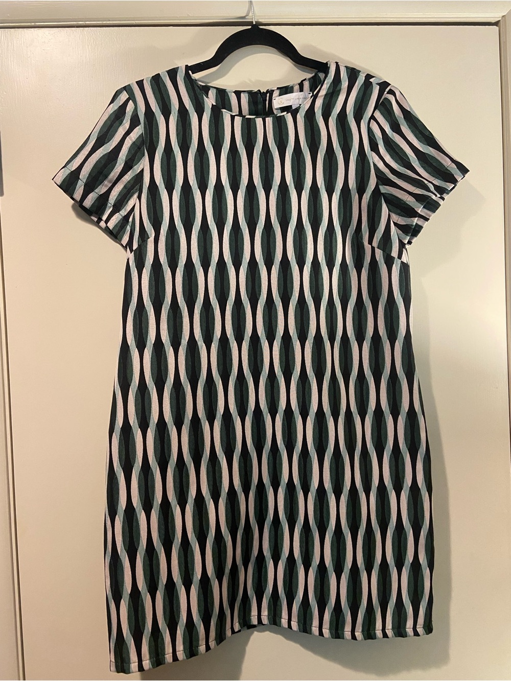 Corey Lynn Calter Green Black Cream Geometric Mini Dress - Picture 2 of 5